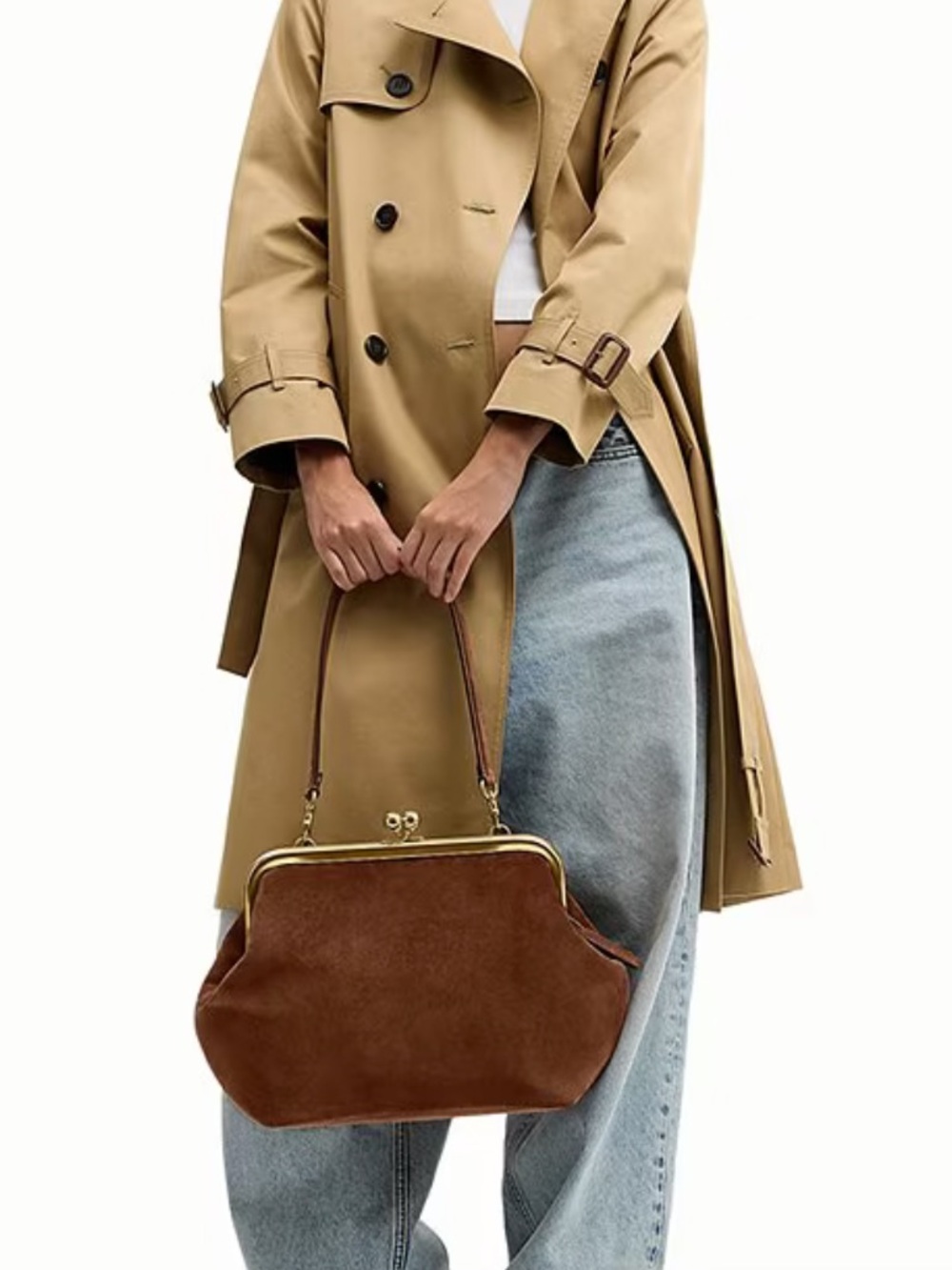 Coach 27 Kisslock Suede Frame Shoulder Bag - Picture 2 of 10
